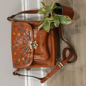Patricia Nash hand painted brown leather crossbody